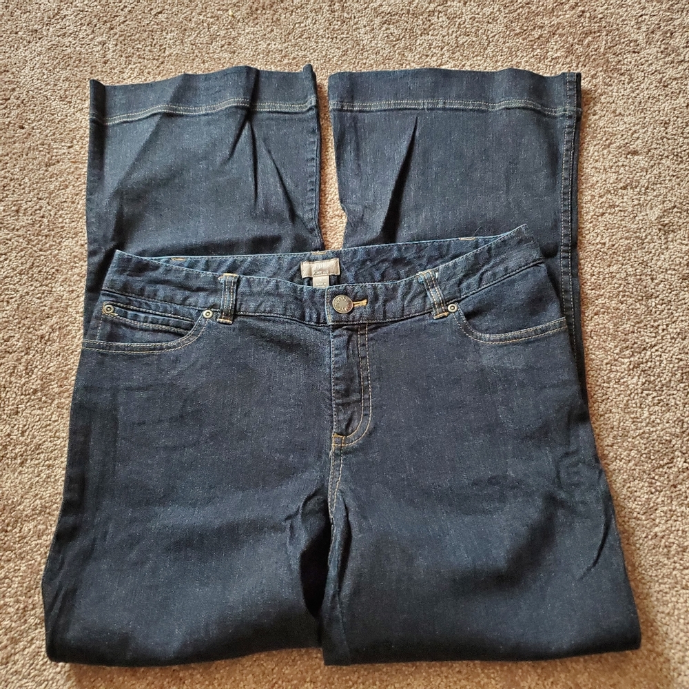 J. Jill Dark Wash Mid Rise Flare Leg Jeans - Picture 3 of 7